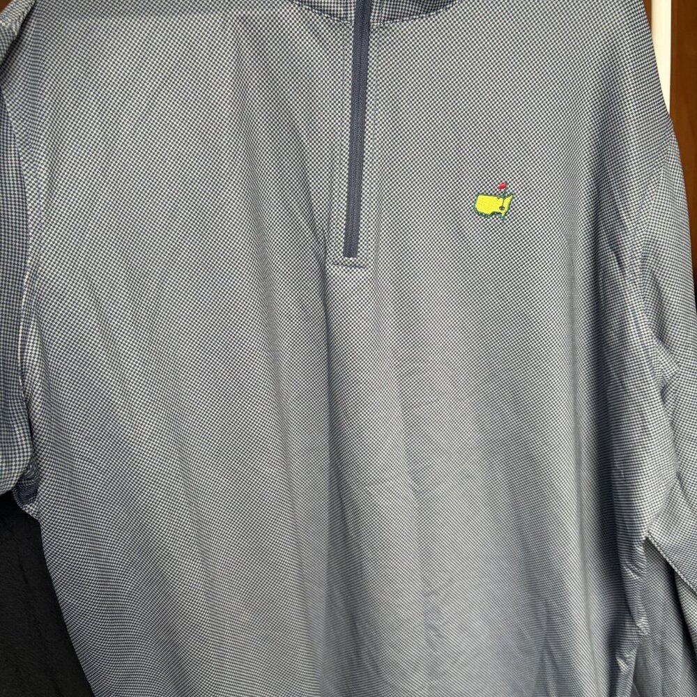 Peter Millar Masters 1/4 Zip- Blue and Grey checked